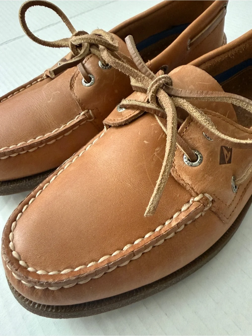 Sperry Top-Sider Original 2-Eye Boat Shoes Tan Leather Uppers Men's Size 9.5M